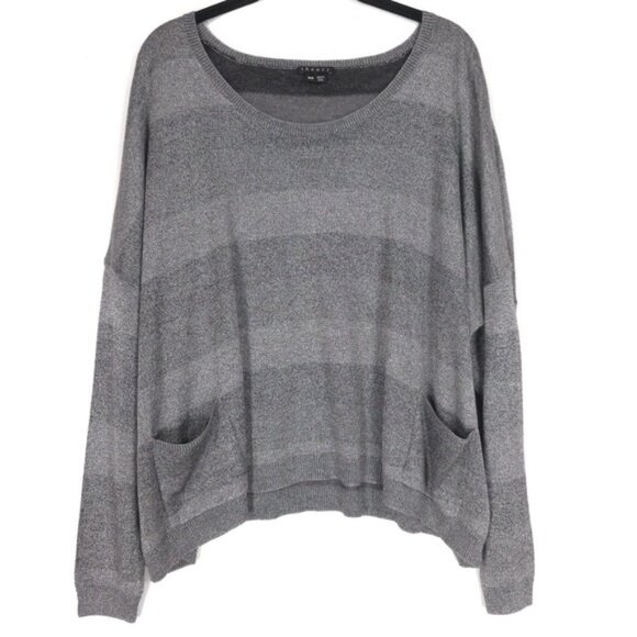 Theory WOOL Blend Women's Pullover Sweater MEDIUM Gray Striped APRILY C LUSTROUS - Picture 3 of 10